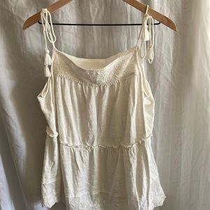 Anthropologie Tie-strap Embroidered Top